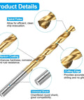Close-up of 6.9mm titanium coated HSS drill bit with spiral flutes, cutting edge, and universal shank for precise drilling.