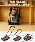 Corded Lawn Mower With 16 Inch Cut And 13 Amp Motor Five Height Settings Easy Vertical Fold Storage Two In One Mulching And Bagging