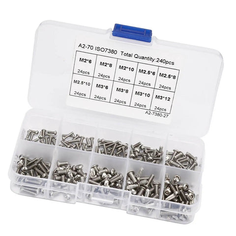 Premium Hex Bolt Set 240 Pieces Stainless Steel Kit With Assorted Sizes For DIY Projects At Home And Garage Rust Resistant Fasteners For Builders And Weekend Warriors in plastic organizer case