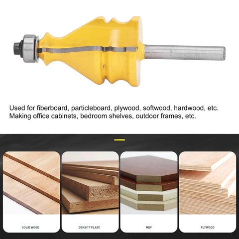 One Quarter Inch Shank Router Bit For Woodworking, Carbon Steel Alloy Cutter For Door Molding And Picture Frame Forming