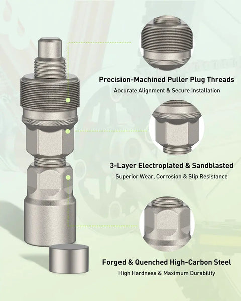 Pro Grade Heavy Duty Bicycle Crank Puller Set for Square Taper Shimano Octalink ISIS with detailed parts and materials overview.
