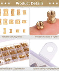 420 Piece Brass Threaded Inserts Set M2 M3 M4 M5 Heat Set Slotted Inserts for Electronics, Machinery, shown in storage box