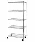 Beefy Heavy Duty NSF Solid Steel Wire Rack With 5 Adjustable Shelves 36 By 18 Inches, 75 Inch Tall Storage Unit For Garage