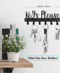 Keys Please Wall Mounted Mini Key Holder Iron Black Decor Rack With Six Hooks for easy organization in entryway