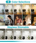 10X Magnifying Glass With Light And Clamp showcasing 5 color modes and stepless dimming in various settings and uses.