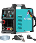 Dual Voltage 110 To 220V Pilot Arc Plasma Cutter Beast Mode With 50A Power, One Half Inch Clean Cut, front view with accessories