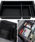 Center Console Organizer For 2014 To 2018 Silverado 1500, 2015 To 2019 Silverado 2500HD And 3500HD, black tray with dividers