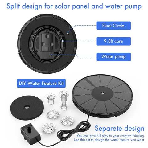 Solar Fountain Pump 3.5W For Water Features Outdoor Bird Bath With Multiple Nozzles Solar Powered Garden Pond Kit