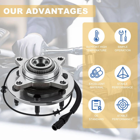 Pair Front Wheel Hub And Bearing Assemblies 515079 For 2005 To 2008 F150 4WD 6 Stud And 2006 To 2008 Mark LT Direct Replacement OEM Quality Heavy Duty Long Life