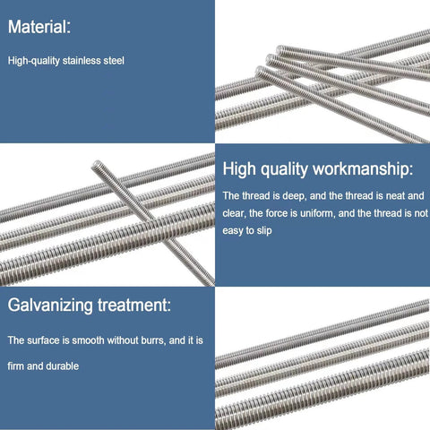 Stainless steel 16-inch threaded rods (304) for beaded garden stake assemblies.