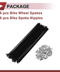 36 Pack 12 Gauge Bicycle Spokes 183mm Black 45 Steel Replacement Spokes for Wheel Rims with Nipples