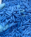 Blue Gel Filled Wire Splice Connectors 100Pcs Pack, Silicone Moisture Barrier, Waterproof Outdoor Ready in gloved hand