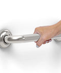 Dual Pack One And A Quarter Inch ADA Safety Grab Bar With Knurled Anti Slip Grip In Stainless Steel 304 Brushed Nickel Finish Concealed Flange Mount Supports Up To 500 Pounds