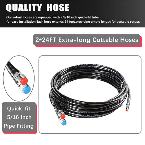 Hydraulic Steering Kit For Boats Up To 90HP With 24 Ft Hose System Pump And Cylinder No Helm Included, 24ft hose detail