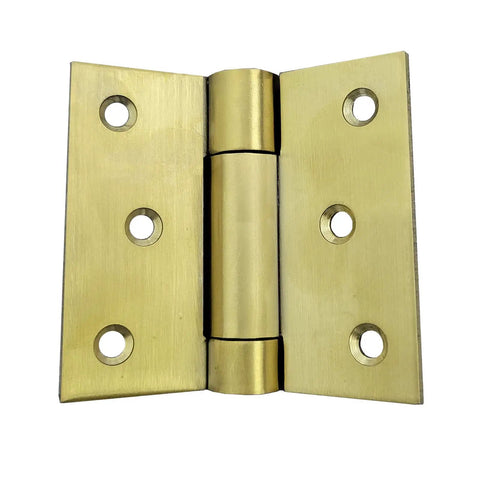 4 Pack Self Closing Stainless Steel Door Hinges With Spring Heavy Duty Brass Finish Square 3mm Thick 3 Inch Ball Bearing