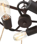 Close-up of bulbs in Farmhouse Bronze Drum Chandelier With Hemp Rope, 3 Light Dining Room And Kitchen Island Lighting, 16.5 Inch.