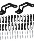 30 Pack Heavy Duty Metal Furniture Connectors Rock Solid No Slack Hidden Assembly Hardware For Cabinets Bookcases And Sofas Tight Hold Zero Play Hassle Free Setup metal connectors and screws laid out on surface