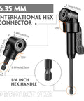 Product size details for 17 Piece Flexible Drill Bit Extension Set With 105 Degree Right Angle Adapters and 360 Degree Rotatable Shafts