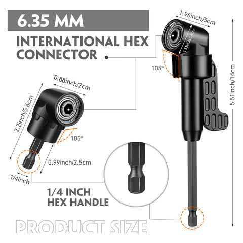 Product size details for 17 Piece Flexible Drill Bit Extension Set With 105 Degree Right Angle Adapters and 360 Degree Rotatable Shafts