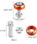 Orange Aluminum Alloy License Plate Bolts Screws Nuts 4 Pack For Cars And Motorcycles Universal Fit M6x1.0 Threads 6mm Diameter 20mm Length 25x17mm Head Size Easy Install And Secure Hold