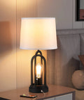 Set Of 2 Farmhouse Table Lamps For Living Room With Dual USB Ports, 3 Way Brightness Retro Industrial Nightstand Lamps, bulb lit