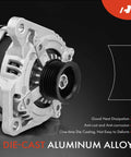 Close-up of Beefed-Up 150Amp 12V Alternator for Dodge Journey 2009 2010 V6 3.5L with 6-groove pulley, clockwise rotation.