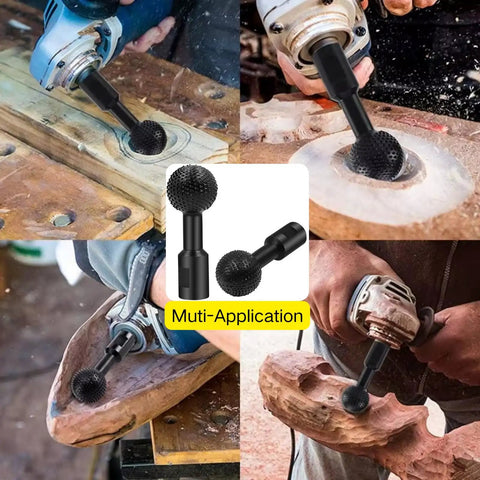 Two Pack Wood Carving Disc Set For Four And A Half And Five Inch Angle Grinders With Durable Carbon Steel Burrs in use