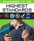 Person holding heat gun and Beefed Up 2 Inch Heat Shrink Tubing Kit 50 Ft With 3:1 Shrink Ratio Adhesive Lined Dual Wall