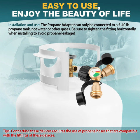 Propane Splitter 2 Way With Gauge And Shut Off Valve For Camping Stoves Heaters Grills And More Y Splitter Adapter with tank