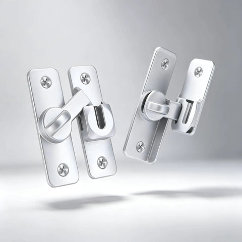 Two Pack Aluminum Barn Door Lock Hasp With Built In Padlock Hole Rust Resistant Gate Latch For Outdoor Sheds And Garages, silver finish.