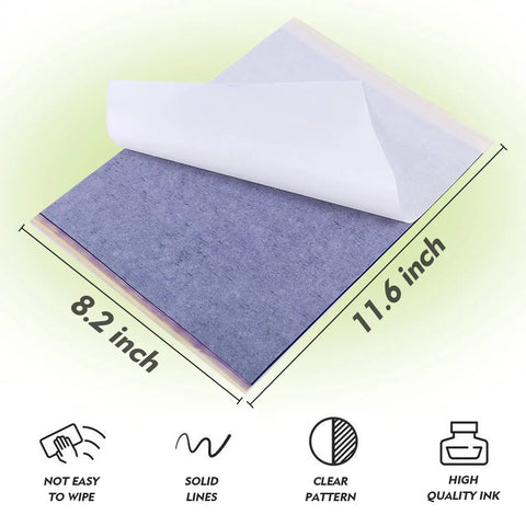 Tattoo Practice Skin Kit For Beginners And Pros with transfer paper 8.2x11.6 inches showcasing clear pattern and solid lines.