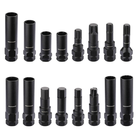 16 Piece Locking Lug Nut Master Key Set With Spline Star And Hex Keys Wheel Lock Removal Kit in CR-Mo Steel