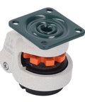 Rugged Retractable Leveling Casters With Ratchet Arm Design, height adjustable plate and secure ratchet locking mechanism.