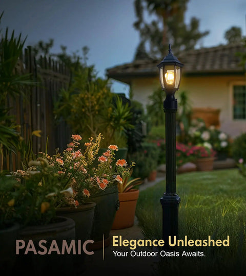 Dusk To Dawn Outdoor Post Light Hardwired 120V Aluminum Exterior Lantern With Pier Mount And Clear Glass Matte Black Finish