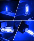 Two Pack USB Car Lights, Touch Dimmable Retro Glass Bottle LED Night Lights, Portable Ambient Lighting in blue hue