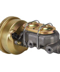 Slick 7 Inch Brake Booster Master Cylinder Combo With 1 Inch Bore Offers Universal Drop In Fitment showing zinc plated steel construction.