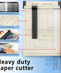 Ecraft 12-inch guillotine paper cutter with heavy-duty metal base, safety guard, and magnetic alignment ruler.