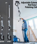 Person using Powerful 710W Drywall Sander With LED Light And Variable Speed 800 To 1800 RPM on ceiling with extension rod