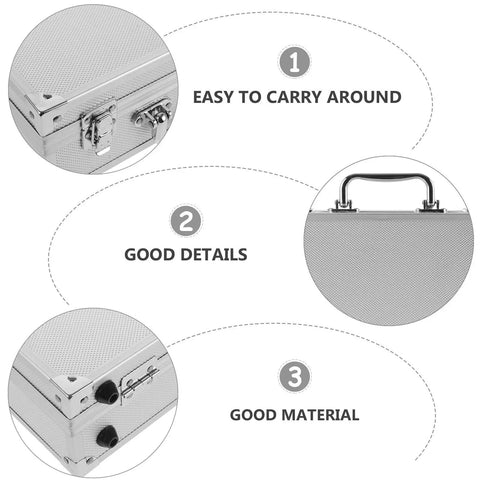 Close-up views of a Heavy Duty Aluminum Alloy Tool Box With Badass Hard Shell Storage Case, highlighting durable handles and latches.