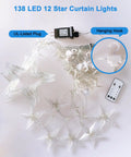 12 Star Multicolor Curtain Lights With 138 LEDs Eight Point Two Ft Connectable Window String Lights Remote Control Plug In