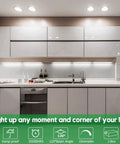 Modern kitchen with Six Inch Canless LED Recessed Lights With Jbox Dimmable 5000K 1050LM illuminating sleek cabinets.