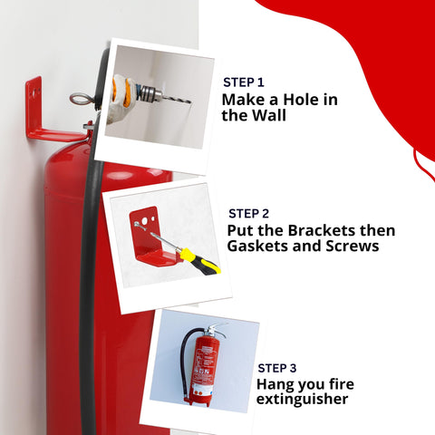 Heavy Duty Fire Extinguisher Mount Wall Bracket For 5 To 40 Lb Extinguishers Universal Fit With Screws Gaskets And Anchors Included 4 Pack Easy Diy Install Holds Both Large And Small Extinguishers instruction steps display