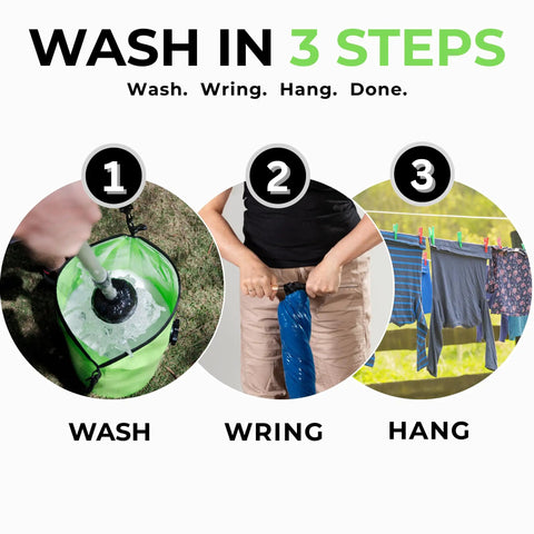 Off Grid Portable Washing Machine For Camping And RVs High Capacity Manual Clothes Washer With Plunger demonstration steps