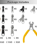 All In One Zipper Repair Kit With 85 Pieces Do It All Quick Fix Set Including 3 Size Sliders And Pulls For Metal, Plastic And Nylon Zippers, Universal Fix Kit With Pliers For Jackets Coats Backpacks Luggage And Tents