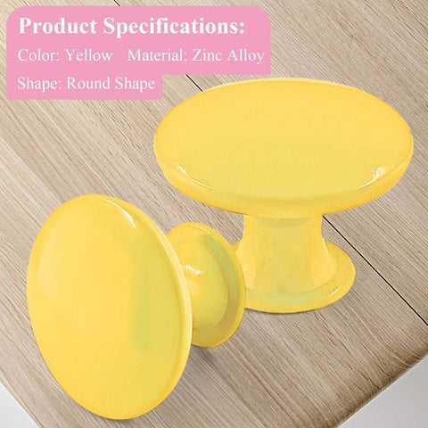 Bright Yellow Metal Cabinet Knobs Pack Of Ten Round Drawer Pulls For Dressers And Cupboards. Yellow zinc alloy knobs for cabinets.