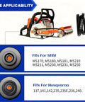 Log Peeler And Debarker Attachment For Chainsaws Converts Your Saw Into A Wood Processing Powerhouse For Firewood Prep And Timber Framing Fits Husqvarna And STIHL Saws Like 137 141 142 235 235E 236 240 And MS170 180 181 210 211 230 231 shown with different angles and parts