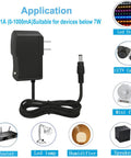 9V DC Power Supply 1A AC Adapter 100 240V Input 50 60Hz 9V Output 1A Max 10W With 4.6Ft Cable shown with compatible devices.