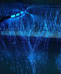 Blue LED strands from 16W RGBW Fiber Optic Curtain Light Kit With Waterproof Sparkle Cables For Home Decor And Sensory Rooms Color Changing Waterfall Window Lights 9.8ft 3m Safe Outdoor Use And Easy Setup.