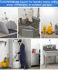 Commercial Mop Sink Faucet With Vacuum Breaker, Wall Mount 8 Inch Center Service Sink Faucet, various utility settings