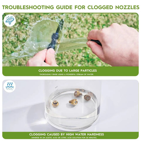 Outdoor Misting Cooling System 30 Ft Kit With Brass Nozzles And UV Tubing DIY Patio Garden Cooler troubleshooting guide for clogged nozzles